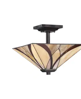 Stropné svietidlá QUOIZEL Stropné svietidlo Asheville dizajn Tiffany 30,5 cm