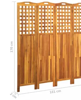 Paravány Paraván akáciové drevo Dekorhome 161x120 cm (4-dielny)