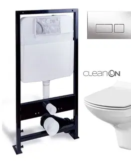Kúpeľňa PRIM - předstěnový instalační systém s chromovým tlačítkem 20/0041 + WC CERSANIT CLEANON CARINA + SEDADLO PRIM_20/0026 41 CA3