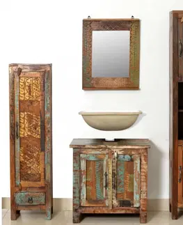 Kúpeľňové zostavy Kúpeľňová zostava drevo Dekorhome Recyklované drevo