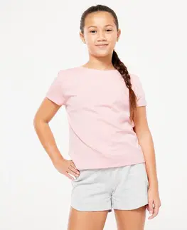 nohavice Dievčenské tričko 500 bavlnené staroružové
