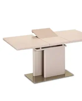 Jedálenské stoly Jedálenský rozkladací stôl, capuccino extra vysoký lesk, 120-160x80 cm, VIRAT