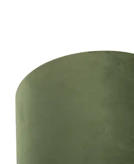Stropne svietidla Stropné svietidlo s velúrovým odtieňom zelené so zlatým 20 cm - čierne Combi