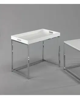 Konferenčné stolíky LuxD Set odkladacích stolíkov s táckou Factor, biely, 3 ks