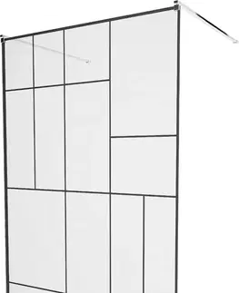 Sprchové dvere MEXEN/S - KIOTO samostatne stojaca sprchová zástena 120 x 200, transparent/čierna vzor 8 mm, chróm 800-120-002-01-78
