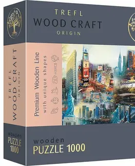 Hračky puzzle TREFL - Drevené puzzle 1000 - New York - koláž