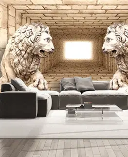 Tapety s imitáciou tehly, kameňa a betónu Fototapeta tajomstvo levov - Mystery of lions