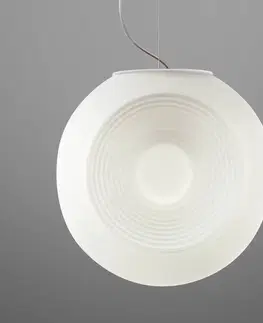 Závesné svietidlá Fabbian Fabbian Eyes – biela sklenená závesná lampa