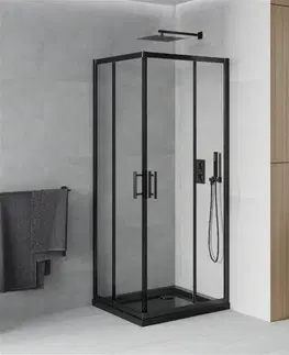 Vane MEXEN/S - Rio sprchovací kút 80 x 80, transparent, čierna + vanička vrátane sifónu 860-080-080-70-00-4070B