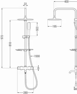 Sprchy a sprchové panely MEXEN/S - KT49 vaňový stĺp s termostatickou batériou, čierna / zlato 779004993-75