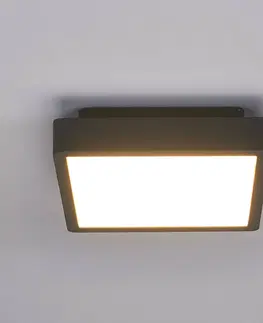 Vonkajšie stropné svietidlá Lucande Hranaté vonkajšie stropné LED svietidlo Talea
