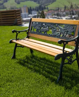 Záhradné lavice Detská lavička, čierna/prírodná, NADAZA
