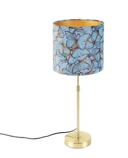 Stolove lampy Stolová lampa zlatá / mosadz so zamatovým odtieňom motýle 25 cm - Parte