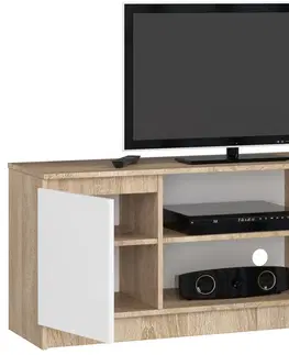 TV stolíky Dizajnový TV stolík ROMANA140, dub Sonoma / biely