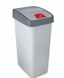 Odpadkové koše Kinekus Kôš na odpad vyklápací 28 l, plastový MAGNE flip, sivý