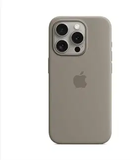 Puzdrá na mobilné telefóny Silikónový zadný kryt pre Apple iPhone 15 Pro s MagSafe, ílovo sivá MT1E3ZM/A