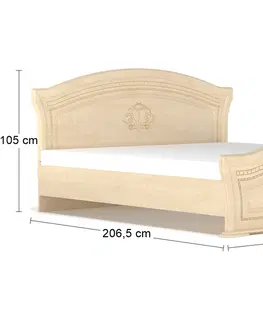 Postele NABBI Molis BD-160 rustikálna manželská posteľ s roštom 160x200 cm breza polárna