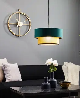 Závesné svietidlá Maco Design Závesná lampa Dorina, zelená/zlatá Ø 40 cm