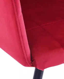 Jedálenské stoličky a kreslá Jedálenská stolička 4 ks zamat / oceľ Dekorhome Červená