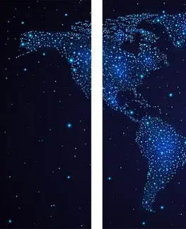 Obrazy mapy 5-dielny obraz mapa sveta s nočnou oblohou