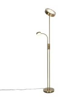 Stojace lampy Bronzová stojaca lampa vrátane LED a stmievača s lampou na čítanie - Kelso