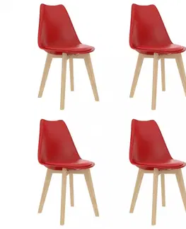 Jedálenské stoličky a kreslá Jedálenská stolička 4 ks plast / umelá koža / buk Dekorhome Modrá