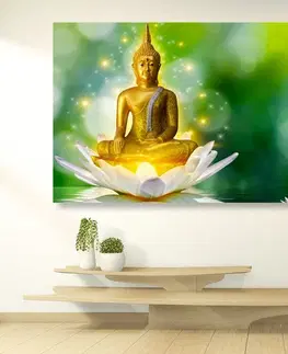 Obrazy Feng Shui Obraz zlatý Budha na lotosovom kvete