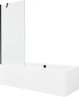 Sprchové dvere MEXEN/S - Cube obdĺžniková vaňa 170 x 80 cm s panelom + vaňová zástena 80 cm, transparent, čierna 550517080X9508000070