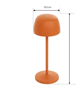 Vonkajšie osvetlenie terasy Lindby Nabíjateľná stolová lampa Lindby Arietty LED, oranžová, sada 2 ks