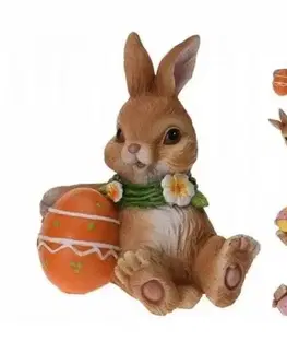 Veľkonočné dekorácie Kinekus Postavička zajac s vajíčkom 7x6x10 cm polyrezín mix