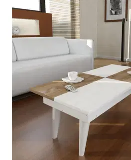 Konferenčné stoly  Konferenčný stolík CASTRUM 30x90 cm biela/hnedá 