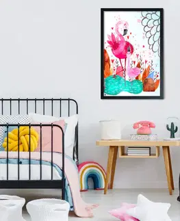 Obrazy do detskej izby Obraz na stenu - Ružové plameniaky