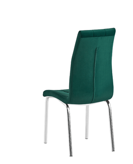 Jedálenské stoličky KONDELA Gerda New jedálenská stolička smaragdová (Velvet) / chróm