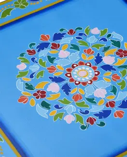 Konferenčné stolíky Konferenčný stolík ručne maľovaný Dekorhome Tyrkysová
