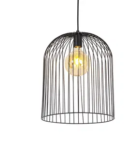 Zavesne lampy Dizajnové závesné svietidlo čierne - Wire Knock