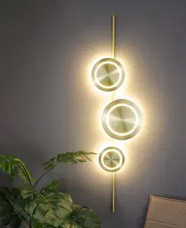 Nástenné svietidlá Eco-Light LED nástenné svietidlo Planetárium, zlatá farba, výška 120 cm, 3 svetlá.