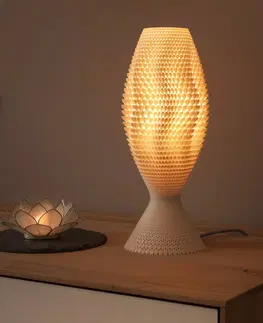 Stolové lampy Tagwerk Stolná lampa Koral z organického materiálu, ľan, 33 cm