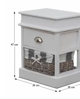 Nočné a toaletné stolíky Nočný stolík s prúteným košíkom MATIAS 1 Tempo Kondela