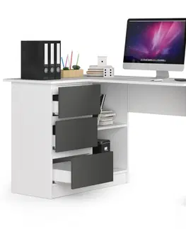 Písacie stoly Moderný písací stôl HERRA124L, biely / grafit