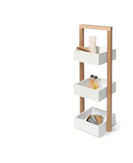 Bookcases & Standing Shelves Stojací regál s 3 úložnými boxmi, biely