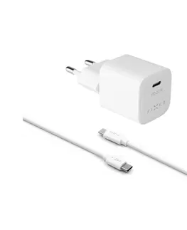 Nabíjačky pre mobilné telefóny FIXED Mini charger set with USB-C output and USB-CUSB-C cable, PD support, 1 m, 20W, white FIXC20M-CC-WH