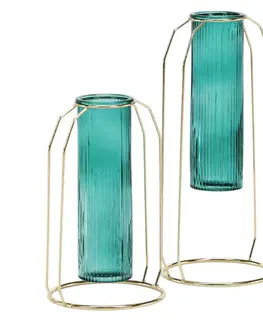 Dekoratívne vázy Vázy, set 2 ks, smaragdová/zlatá,  ROSEIN TYP 1