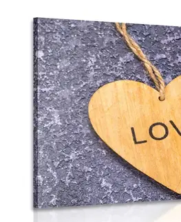 Obrazy s nápismi a citátmi Obraz drevené srdce s nápisom Love