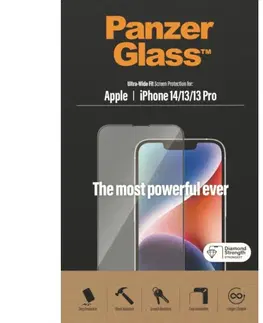 Ochranné fólie pre mobilné telefóny Ochranné sklo PanzerGlass UWF AB pre Apple iPhone 14, 13, 13 Pro, čierna 2771