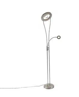Stojace lampy Moderná stojaca lampa z ocele vrátane LED s čítacím ramenom - Hella