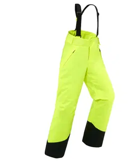 nohavice Detské lyžiarske nohavice PNF 500 nepremokavé s trakmi žlté