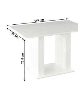 Jedálenské stoly Jedálenský stôl, biela, 119x79 cm, BISTRO