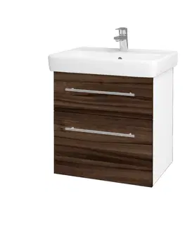 Kúpeľňový nábytok Dreja - Kúpeľňová skrinka Q MAX SZZ2 60 - N01 Biela lesk / Úchytka T02 / D06 Orech 60230B