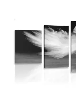 Čiernobiele obrazy 5-dielny obraz podoba anjela v oblakoch v čiernobielom prevedení
