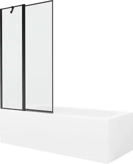 Sprchové dvere MEXEN/S - Vega obdĺžniková vaňa 150 x 70 cm s panelom + vaňová zástena 100 cm, čierna vzor 550115070X9410117070